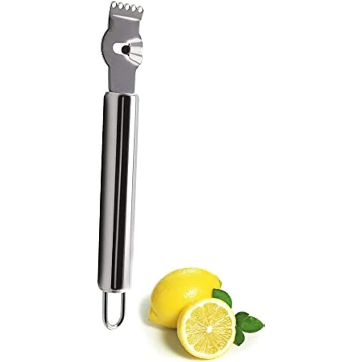 Peeler Channel Knife - Silberner Zitronenschaber/Entkerner aus Edelstahl mit Kanalmesser,