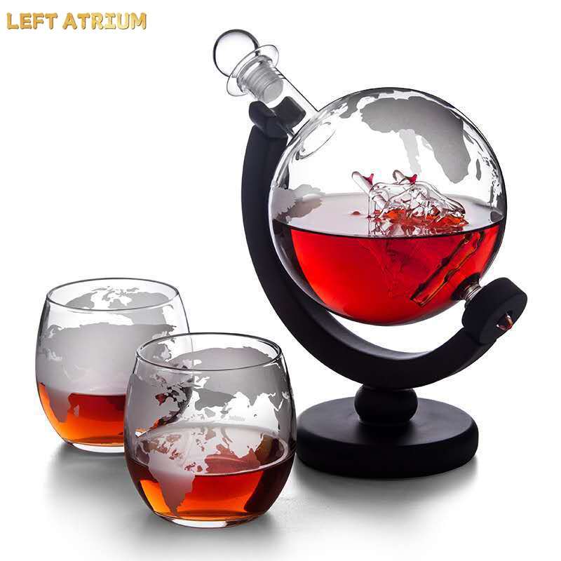 Decanter Globe Set - Glas-Kugelförmiger Dekanter, Whisky-Set, Borosilikatglas-Sektflasche, Cocktail-Spender