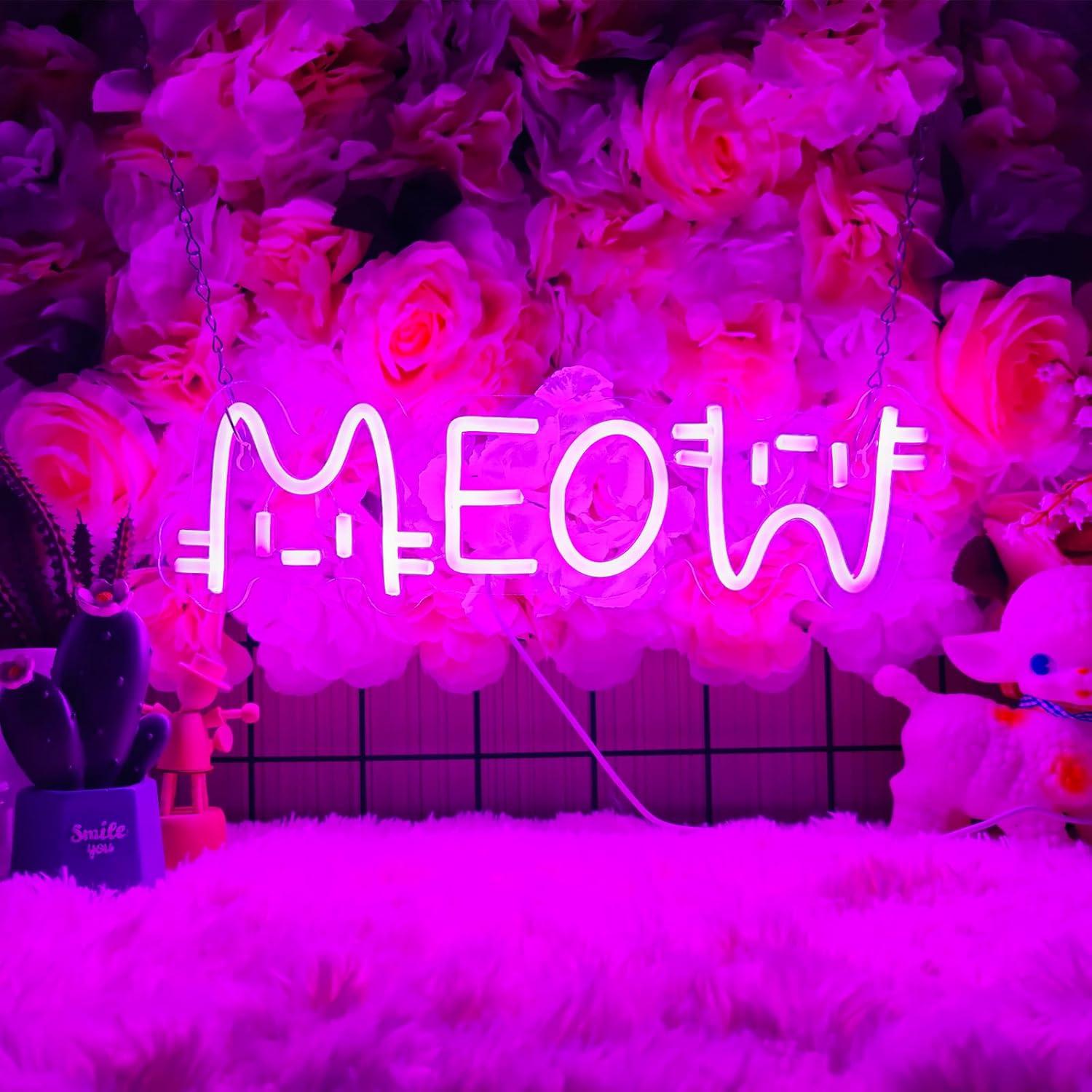 Home Bar Signs - Miau Neon-Schild Katze USB-betriebene dimmbare LED-Neonlichter