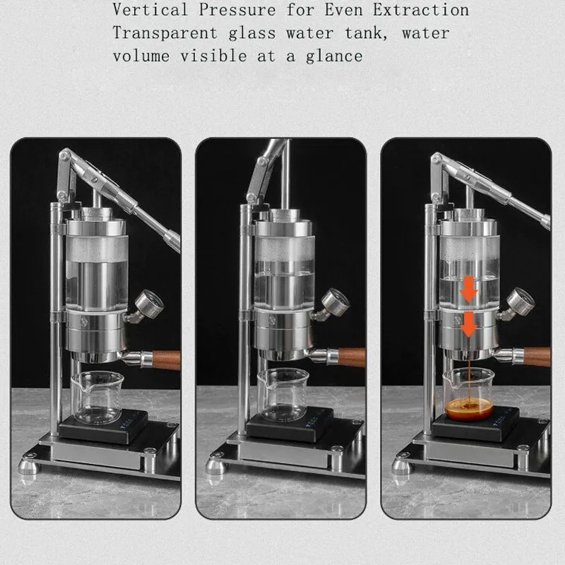 Home Barista - Manuelle Hebel-Espressomaschine aus Edelstahl mit Manometer