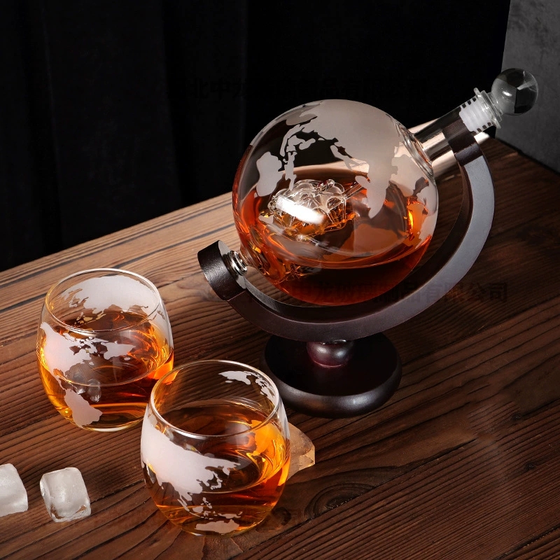 Decanter Globe Set - 1 l kreatives Globus-Dekanter-Set mit bleifreier