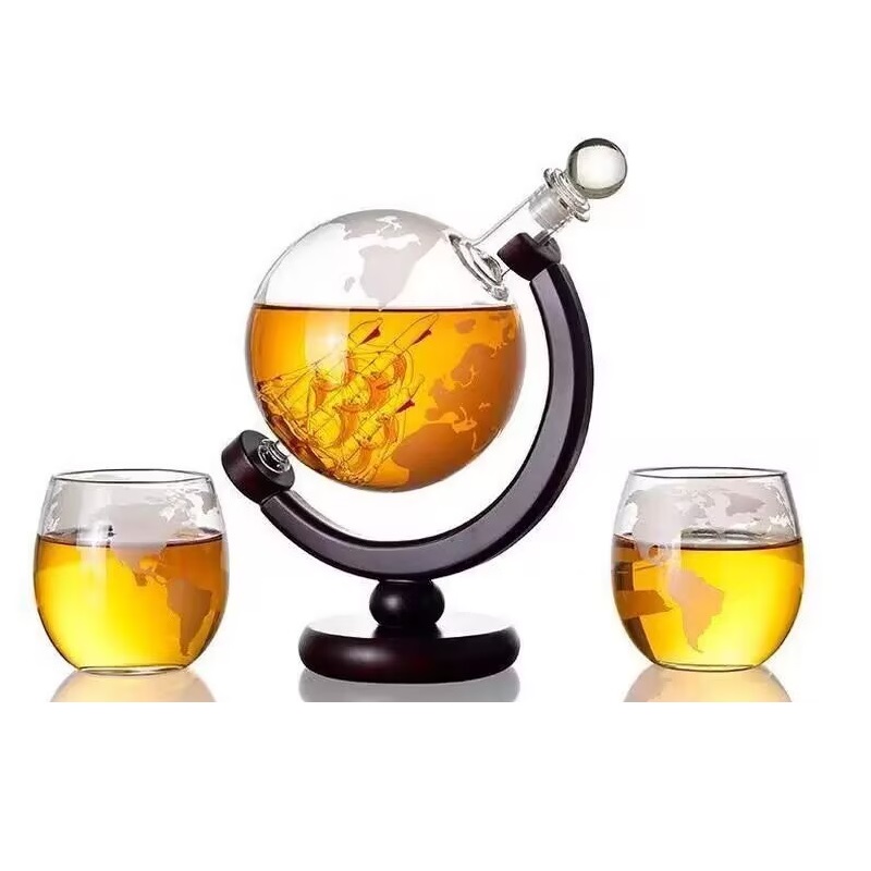 Decanter Globe Set - 1 l kreatives Globus-Dekanter-Set mit bleifreier
