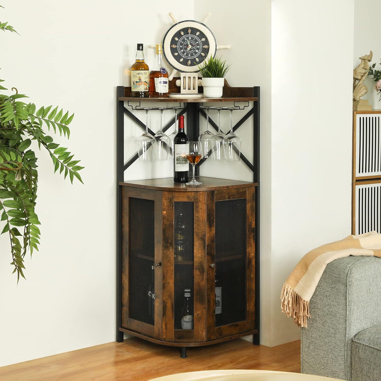 Eck-Barschrank mit Glashalter, – Home Bar And Cabinet Bewertung und Preis
